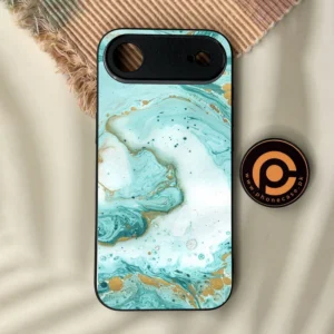 iPhone Air - Aqua Blue Marble Design - Premium Metal Printed Soft Bumper Shock Proof Case - Image 1