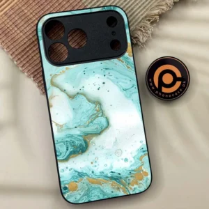 iPhone 17 Pro - Aqua Blue Marble Design - Premium Metal Printed soft Bumper shock Proof Case - Image 1