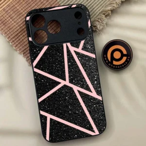iPhone 17 Pro Max - Black Sparkle Glitter With Rose Gold Lines - Premium Metal Printed soft Bumper shock Proof Case - Image 1