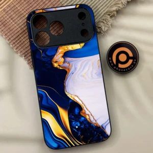 iPhone 17 Pro - Blue Golden Marble - Premium Metal Printed soft Bumper shock Proof Case - Image 1