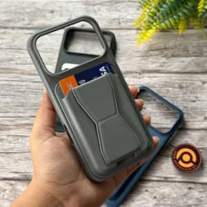 iPhone 17 Pro Max RockGuard Branded Leather Wallet Case with Stand Function - Image 1