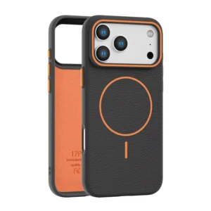 iPhone 17 Pro Max - Premium Leather Texture Soft Grip Cover with Built-in MagSafe - Image 1