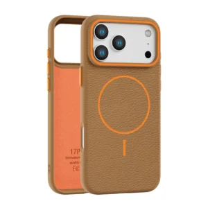 iPhone 17 Pro - Premium Leather Texture Soft Grip Cover with Built-in MagSafe - Image 1