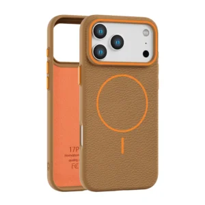 iPhone 17 Pro Max - Premium Leather Texture Soft Grip Cover with Built-in MagSafe - Image 1