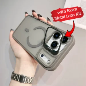 iPhone 17 Pro - MagSafe Matte Frosted Lens Holder Case with Extra Metal Lens Kit - Image 1
