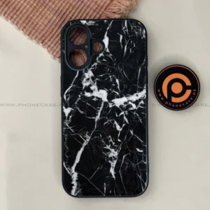 iPhone 17 - Black Marble Series - Premium Printed Glass soft Bumper shock Proof Case - Image 1