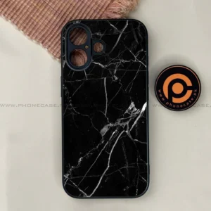 iPhone 17 - Black Marble Series - Premium Printed Glass soft Bumper shock Proof Case - Image 1
