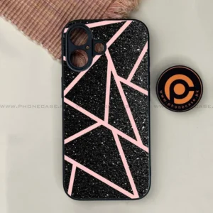 iPhone 17 - Black Sparkle Glitter With RoseGold Lines - Premium Metal Printed soft Bumper shock Proof Case - Image 1