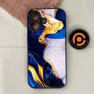iPhone 17 - Blue Golden Marble - Premium Metal Printed soft Bumper shock Proof Case - Image 1