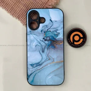 iPhone 17 - Blue Marble Series - Premium Printed Glass soft Bumper shock Proof Case - Image 1