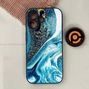 iPhone 17 - Blue Marble Series - Premium Printed Glass soft Bumper shock Proof Case - Image 1