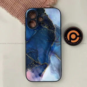 iPhone 17 - Blue Marble Series - Premium Printed Glass soft Bumper shock Proof Case - Image 1