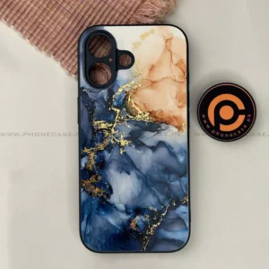 iPhone 17 - Blue Marble Series - Premium Printed Glass soft Bumper shock Proof Case - Image 1