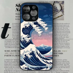 iPhone 16 Pro Max - Ocean Wave Art - Premium Printed Glass soft Bumper shock Proof Case CS-32676 - Image 1